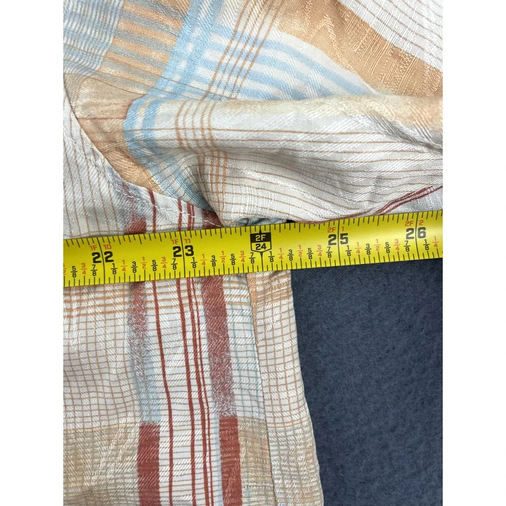 Tommy Bahama Button Up Shirt Men's L Silk Orange‎ Plaid Camp Lightweight Beach